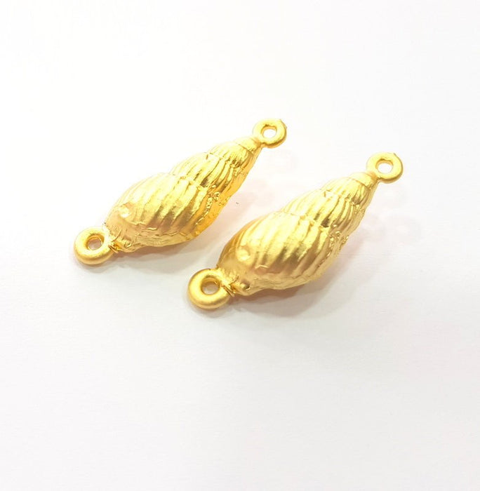 2 Oyster Charms Shell Charm Mussel Charms Sea Ocean Gold Pendant Gold Plated Shell Pendant (32x10mm)  G14710