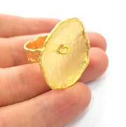 Gold Ring Settings Blank Mountings Adjustable Ring (32mm blank ) Gold Plated Brass G14712