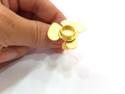 Gold Ring Settings Blank inlay Ring Mosaic Ring Bezel Base Cabochon Mountings Adjustable (10mm blank ) Gold Plated Brass G14713