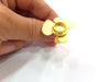 Gold Ring Settings Blank inlay Ring Mosaic Ring Bezel Base Cabochon Mountings Adjustable (10mm blank ) Gold Plated Brass G14713