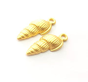 2 Oyster Charms Shell Charm Mussel Charms Sea Ocean Gold Pendant Gold Plated Shell Pendant (30x12mm)  G14715