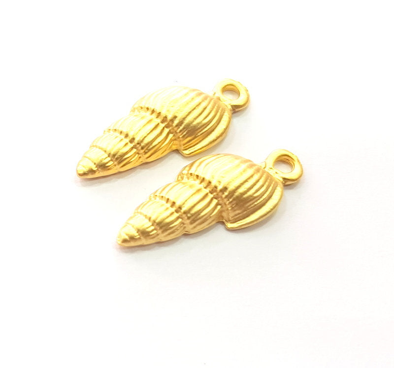 2 Oyster Charms Shell Charm Mussel Charms Sea Ocean Gold Pendant Gold Plated Shell Pendant (30x12mm)  G14715