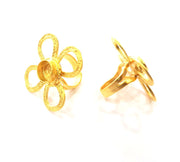 Gold Ring Settings Blank inlay Ring Mosaic Ring Bezel Base Cabochon Mountings Adjustable (10mm blank ) Gold Plated Brass G14718