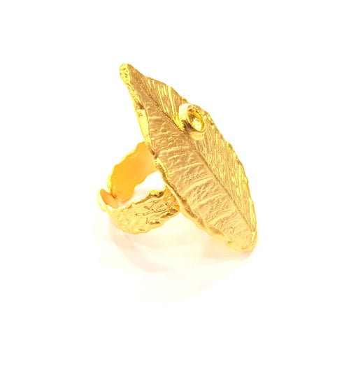 Gold Ring Settings Blank inlay Ring Mosaic Ring Bezel Base Cabochon Mountings Adjustable (4mm blank ) Gold Plated Brass G14719