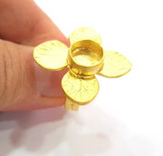 Gold Ring Settings Blank inlay Ring Mosaic Ring Bezel Base Cabochon Mountings Adjustable (10mm blank ) Gold Plated Brass G14720