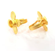 Gold Ring Settings Blank inlay Ring Mosaic Ring Bezel Base Cabochon Mountings Adjustable (10mm blank ) Gold Plated Brass G14720