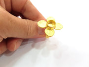 Gold Ring Settings Blank inlay Ring Mosaic Ring Bezel Base Cabochon Mountings Adjustable (10mm blank ) Gold Plated Brass G14720