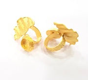 Gold Ring Settings Blank inlay Ring Mosaic Ring Bezel Base Cabochon Mountings Adjustable (10mm blank ) Gold Plated Brass G14724