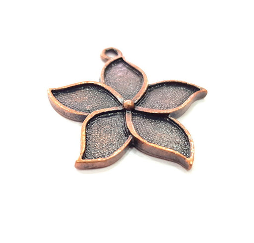 4 Flower Charm Antique Copper Charm Antique Copper Plated Metal (30mm) G14728