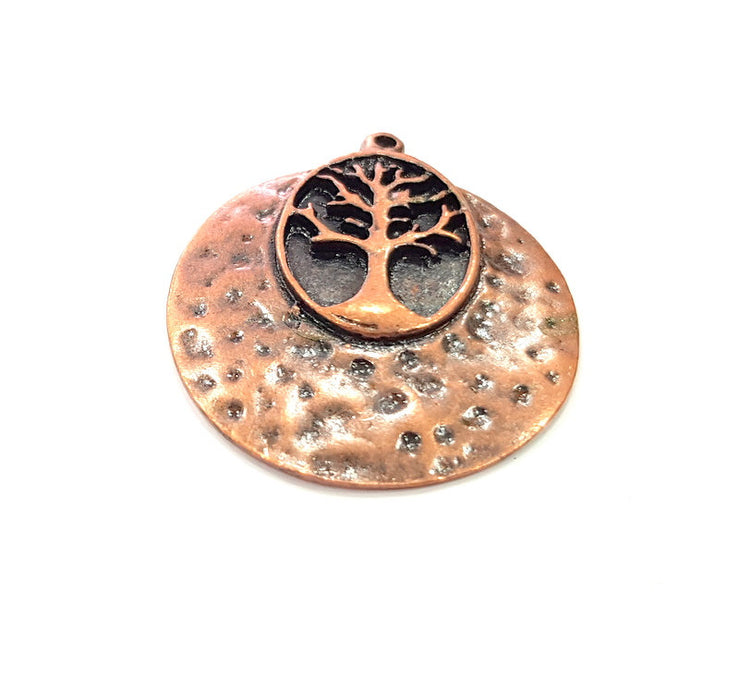 2 Copper Tree Pendant Antique Copper Pendant Antique Copper Plated Metal ( 34 mm ) G14733