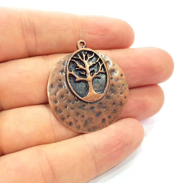 2 Copper Tree Pendant Antique Copper Pendant Antique Copper Plated Metal ( 34 mm ) G14733