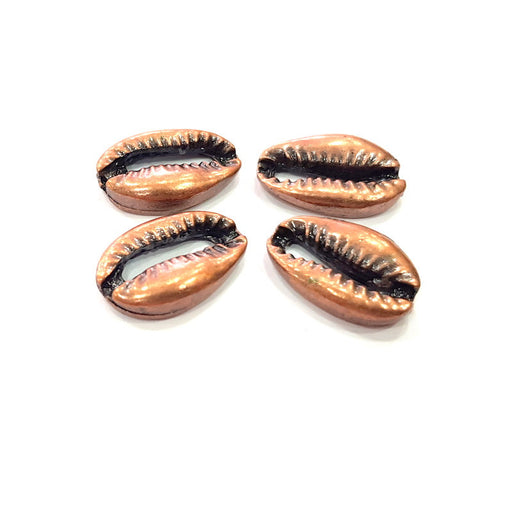 4 Cowrie Shell Charms Antique Copper Charm Antique Copper Plated Metal (20x13mm) G14735