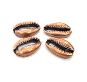 4 Cowrie Shell Charms Antique Copper Charm Antique Copper Plated Metal (20x13mm) G14735