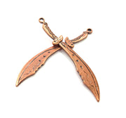 2 Sword Pendant Antique Copper Pendant Antique Copper Plated Metal ( 72x9 mm ) G14737