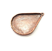 2 Copper Pendant Blank Mosaic Base inlay Blank Necklace Blank Resin Mountings Antique Copper Plated Metal (40x28 mm blank)  G14738
