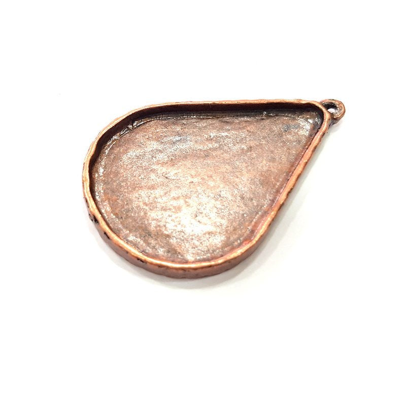 2 Copper Pendant Blank Mosaic Base inlay Blank Necklace Blank Resin Mountings Antique Copper Plated Metal (40x28 mm blank)  G14738
