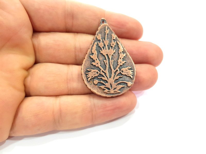2 Copper Pendant Blank Mosaic Base inlay Blank Necklace Blank Resin Mountings Antique Copper Plated Metal (40x28 mm blank)  G14738