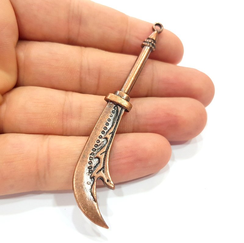 War Ax Pendant Antique Copper Pendant Antique Copper Plated Metal ( 81x13 mm ) G14739