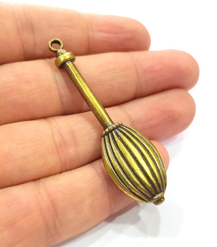 Battle Knob Pendant Antique Bronze Pendant Antique Bronze Plated Metal Pendant (60x17mm) G14741