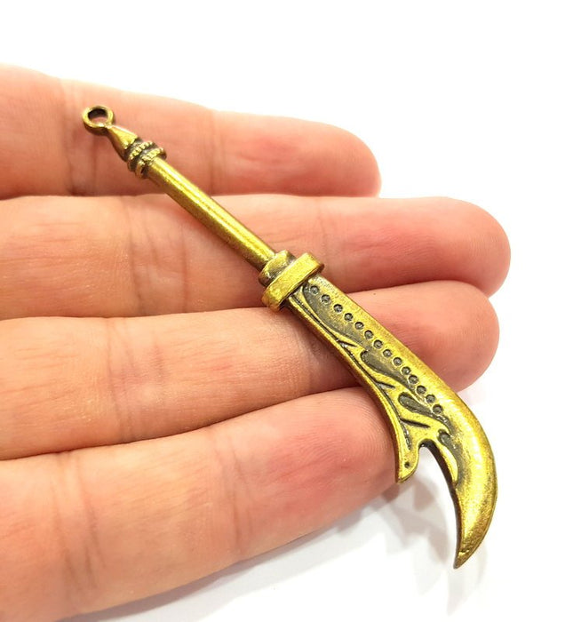 2 Battle Axe Pendant Antique Bronze Pendant Antique Bronze Plated Metal Pendant (80x14mm) G14742