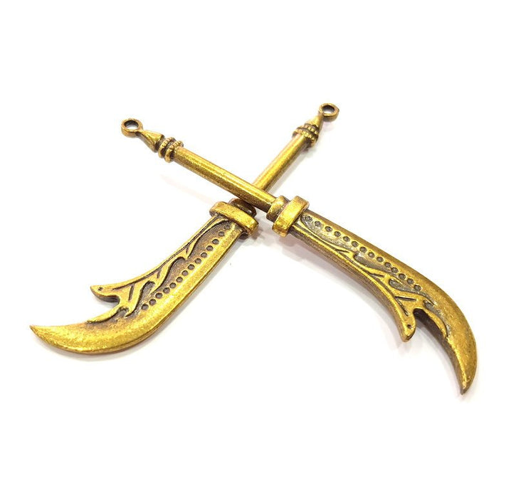 2 Battle Axe Pendant Antique Bronze Pendant Antique Bronze Plated Metal Pendant (80x14mm) G14742