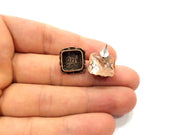 Earring Blank Base Settings Copper Resin Blank Cabochon Base inlay Blank Mountings Antique Copper Plated Brass (10x10mm blank) 1 Set  G14745