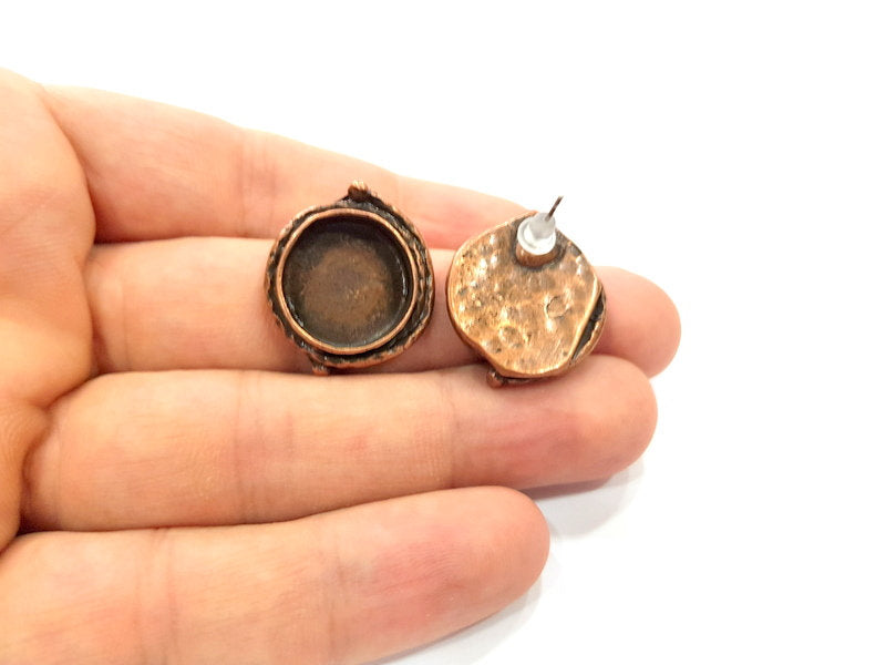 Earring Blank Base Settings Copper Resin Blank Cabochon Base inlay Blank Mountings Antique Copper Plated Brass (16mm blank) 1 Set  G14747
