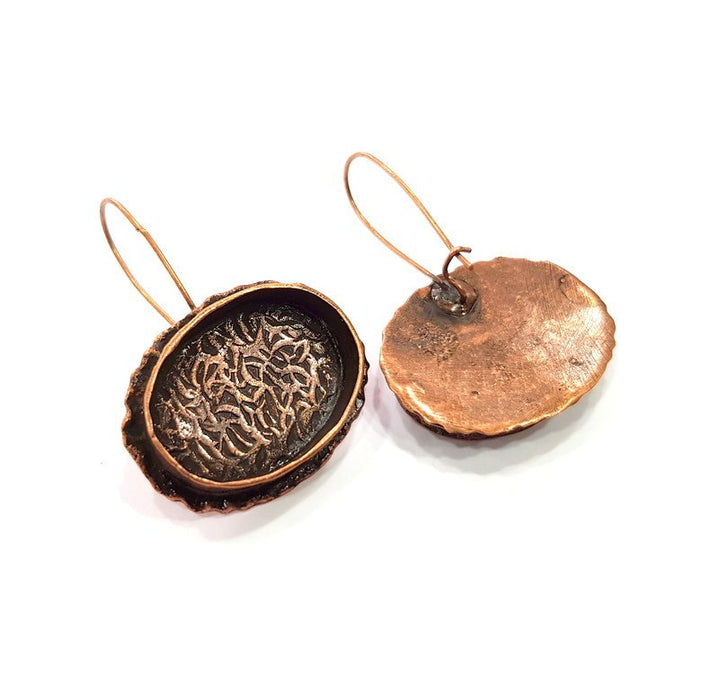 Earring Blank Base Settings Copper Resin Blank Cabochon Base inlay Blank Mountings Antique Copper Plated Brass (25x18mm blank) 1 Set  G14748