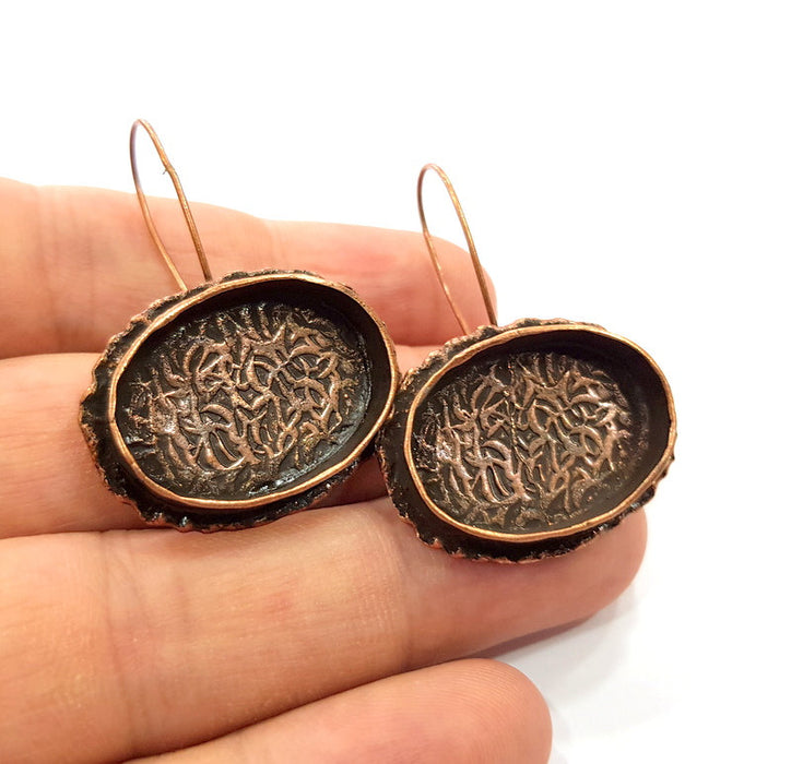 Earring Blank Base Settings Copper Resin Blank Cabochon Base inlay Blank Mountings Antique Copper Plated Brass (25x18mm blank) 1 Set  G14748