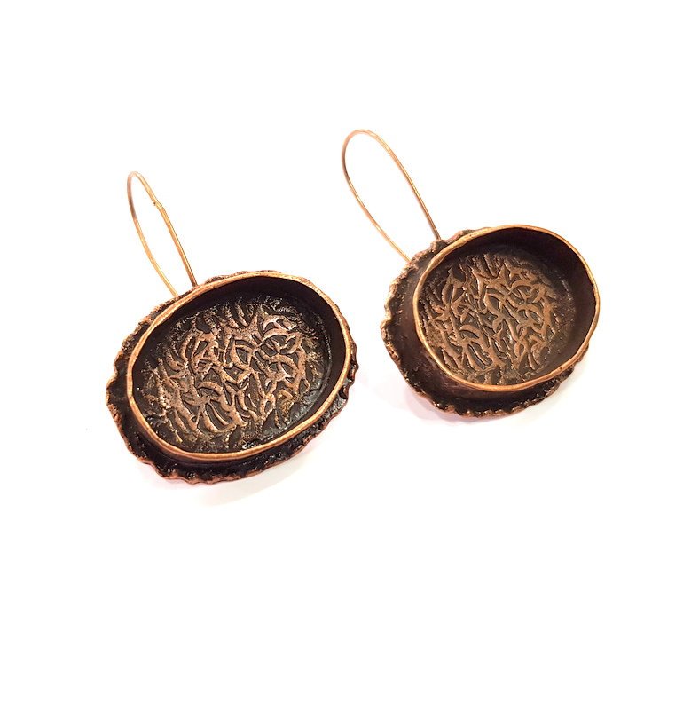 Earring Blank Base Settings Copper Resin Blank Cabochon Base inlay Blank Mountings Antique Copper Plated Brass (25x18mm blank) 1 Set  G14748
