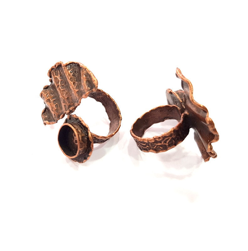 Copper Ring Settings inlay Ring Blank Mosaic Ring Bezel Base Cabochon Mountings ( 10 mm blank) Antique Copper Plated Brass G14751