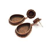 Earring Blank Base Settings Copper Resin Blank Cabochon Base inlay Mountings Antique Copper Plated Brass (25x18mm+10mm blank) 1 Set G14752
