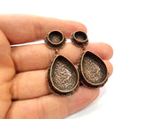 Earring Blank Base Settings Copper Resin Blank Cabochon Base inlay Mountings Antique Copper Plated Brass (25x18mm+10mm blank) 1 Set G14752