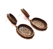 Earring Blank Base Settings Copper Resin Blank Cabochon Base inlay Mountings Antique Copper Plated Brass (25x18+18x13mm blank) 1 Set G14756