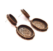 Earring Blank Base Settings Copper Resin Blank Cabochon Base inlay Mountings Antique Copper Plated Brass (25x18+18x13mm blank) 1 Set G14756