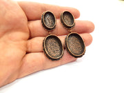 Earring Blank Base Settings Copper Resin Blank Cabochon Base inlay Mountings Antique Copper Plated Brass (25x18+18x13mm blank) 1 Set G14756