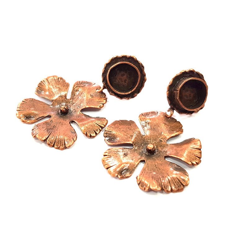 Earring Blank Base Settings Copper Resin Blank Cabochon Base inlay Blank Mountings Antique Copper Plated Brass (10mm blank) 1 Set  G14761