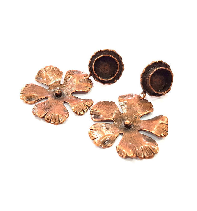 Earring Blank Base Settings Copper Resin Blank Cabochon Base inlay Blank Mountings Antique Copper Plated Brass (10mm blank) 1 Set  G14761