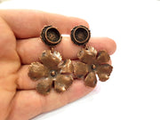 Earring Blank Base Settings Copper Resin Blank Cabochon Base inlay Blank Mountings Antique Copper Plated Brass (10mm blank) 1 Set  G14761