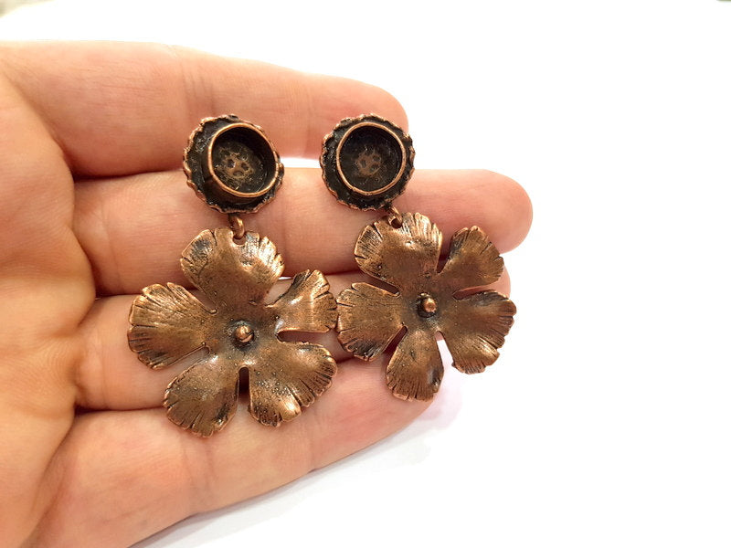 Earring Blank Base Settings Copper Resin Blank Cabochon Base inlay Blank Mountings Antique Copper Plated Brass (10mm blank) 1 Set  G14761