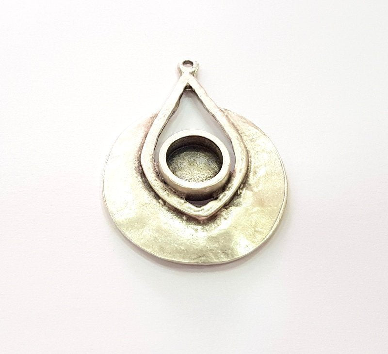 2 Silver Base Blank inlay Blank Earring Base Resin Blank Mosaic Mountings Antique Silver Plated Metal (10 mm blank )  G14603