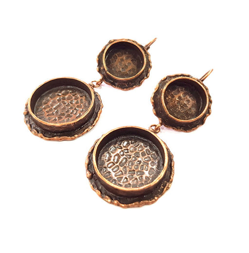 Earring Blank Base Settings Copper Resin Blank Cabochon Base inlay Mountings Antique Copper Plated Brass (20mm+14mm blank) 1 Set G14769