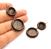 Earring Blank Base Settings Copper Resin Blank Cabochon Base inlay Mountings Antique Copper Plated Brass (20mm+14mm blank) 1 Set G14769