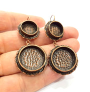 Earring Blank Base Settings Copper Resin Blank Cabochon Base inlay Mountings Antique Copper Plated Brass (20mm+14mm blank) 1 Set G14769