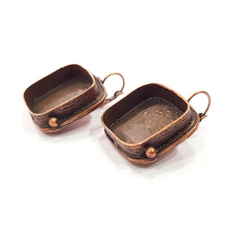 Earring Blank Base Settings Copper Resin Blank Cabochon Base inlay Blank Mountings Antique Copper Plated Brass (20x20mm blank) 1 Set  G14770