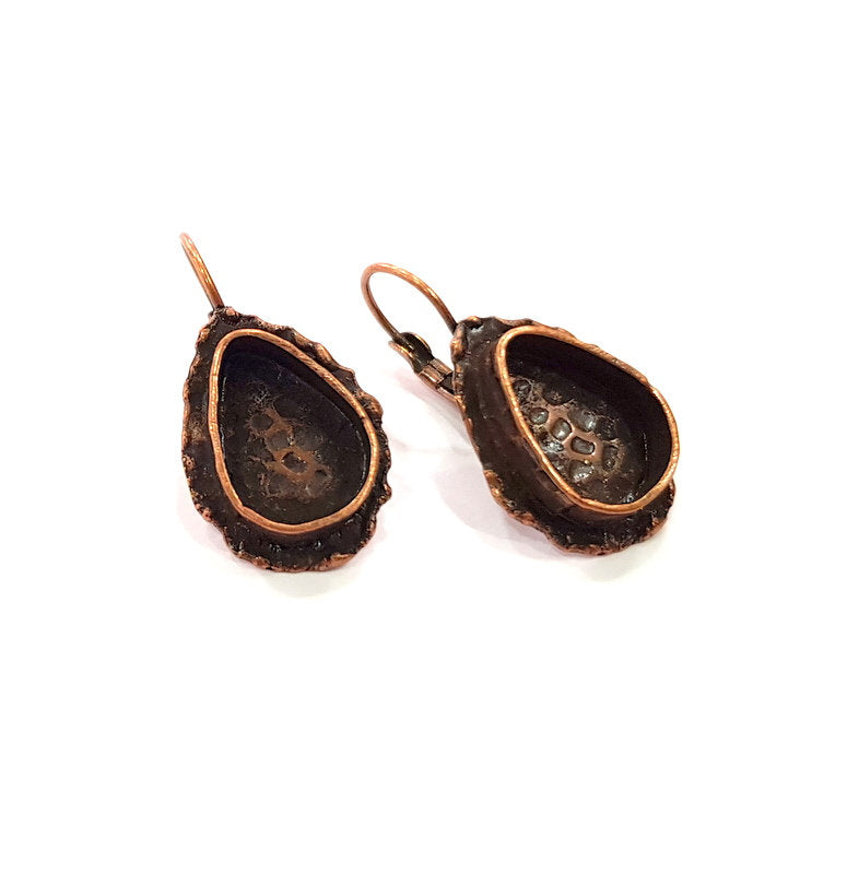 Earring Blank Base Settings Copper Resin Blank Cabochon Base inlay Blank Mountings Antique Copper Plated Brass (14x10mm blank) 1 Set  G14772