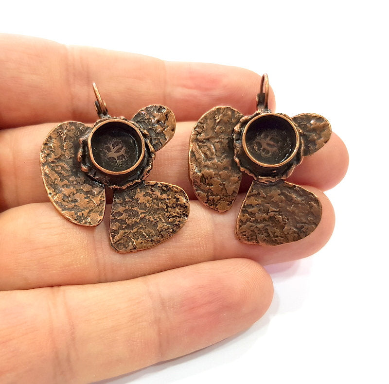 Earring Blank Base Settings Copper Resin Blank Cabochon Base inlay Blank Mountings Antique Copper Plated Brass (10mm blank) 1 Set  G14776