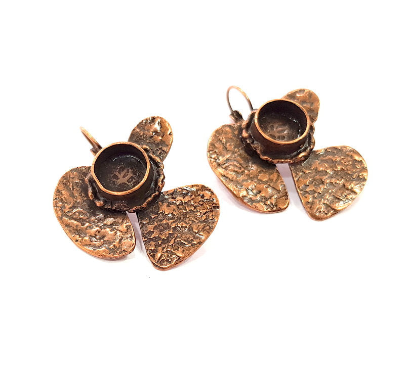 Earring Blank Base Settings Copper Resin Blank Cabochon Base inlay Blank Mountings Antique Copper Plated Brass (10mm blank) 1 Set  G14776