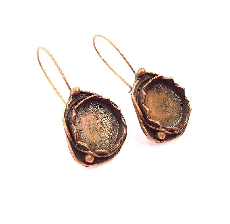 Earring Blank Base Settings Copper Resin Blank Cabochon Base inlay Blank Mountings Antique Copper Plated Brass (32x8mm blank) 1 Set  G14780