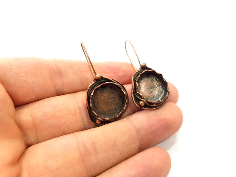 Earring Blank Base Settings Copper Resin Blank Cabochon Base inlay Blank Mountings Antique Copper Plated Brass (32x8mm blank) 1 Set  G14780
